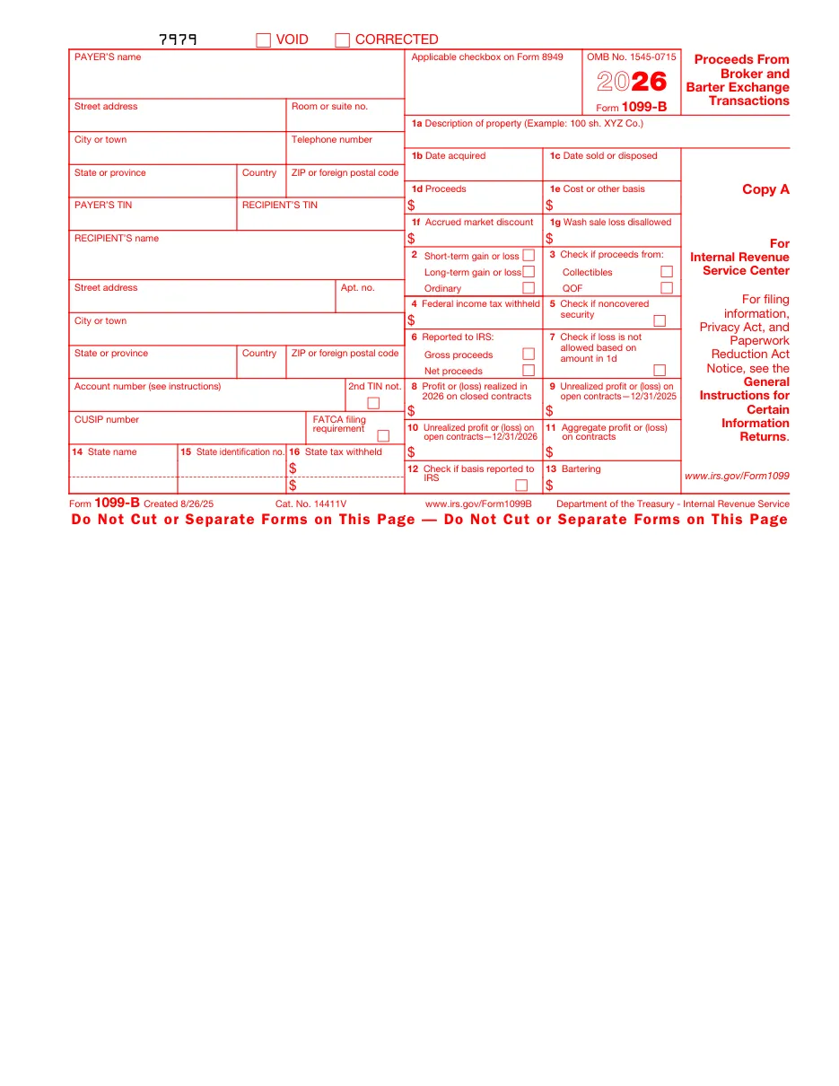 Form 1099-B: Proceeds From Broker and Barter Exchange Transactions - Page 1